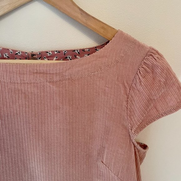 Pink Corduroy Ruffled Shift Dress - Picture 2 of 5